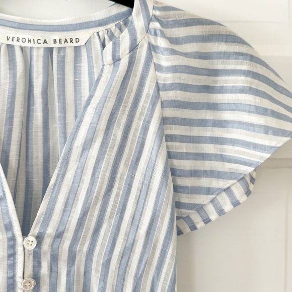 Veronica Beard Zee Striped Short Sleeve Blouse - Picture 2 of 8
